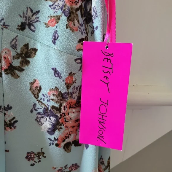 FINAL CLEARANCE Betsey Johnson Mint Blue Floral Dress NWT - Picture 8 of 8